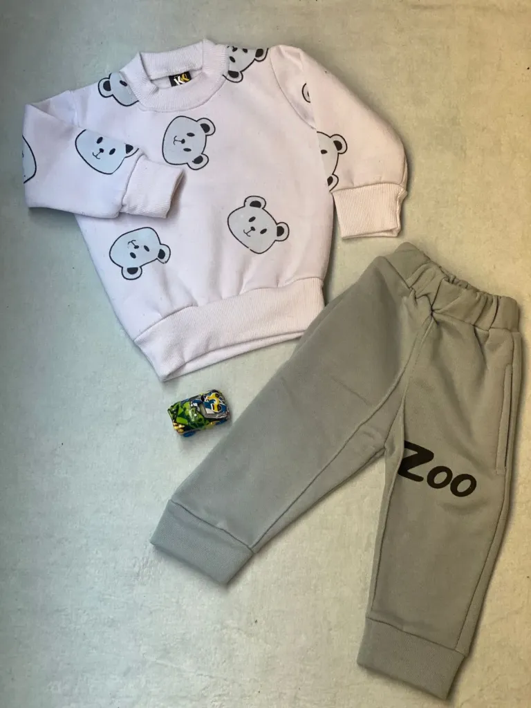 Cozy "Zoo" Bear Sweatshirt & Jogger Set