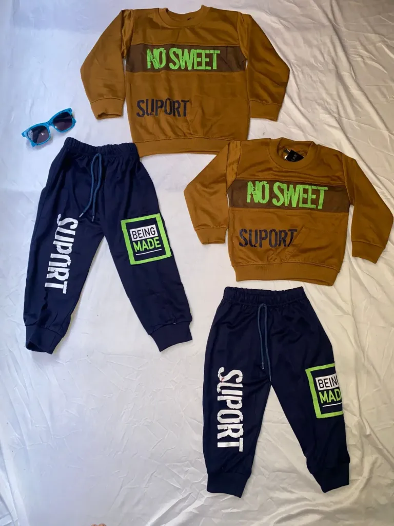 Kids No Sweet Support Printed 2 Piece Suit Available In Brown and Maroon